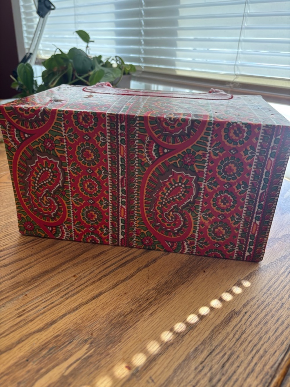 Vintage Red Paisley vinyl Case with Top Handle - Picture 6 of 17